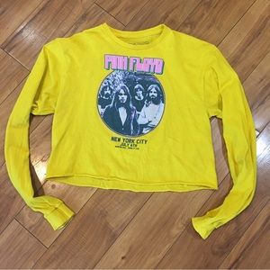 Pink Floyd band tee shirt neon yellow pink crop half shirt cotton small …